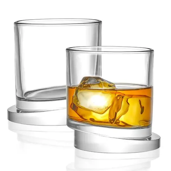 JoyJolt&reg; 11.6oz. Aqua Vitae Round Off Base Whiskey Glasses, 2ct. {1}