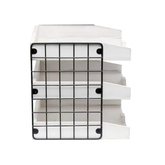 Elegant Designs Whitewash Wood Desk Organizer Letter Tray with 3 Shelves {9}