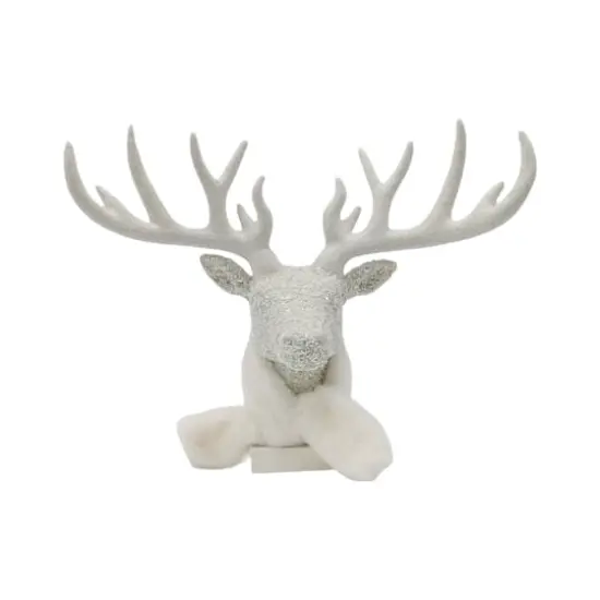 14" White Reindeer Head with Scarf Tabletop D&eacute;cor by Ashland&reg; {2}