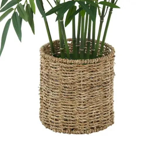 40" Green Realistic Foliage Plant in Brown Seagrass Pot {6}