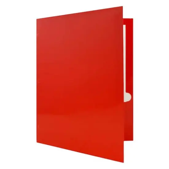 JAM Paper Laminated 2-Pocket Glossy 3-Hole Punch School Folders, 6ct. Red {4}