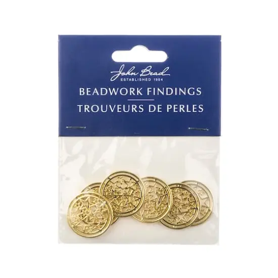 John Bead Beadwork Findings Gold Circle with Stars Pendant, 6ct. {4}