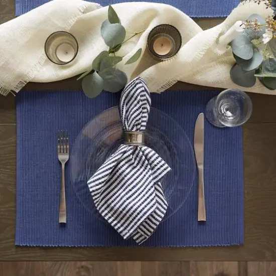 DII&reg; Ribbed Cotton Placemats, 6ct. French Blue {6}