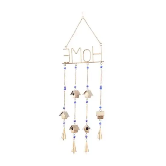 Gold Colored Mini Birdhouses Metal Traditional Home Windchime {5}