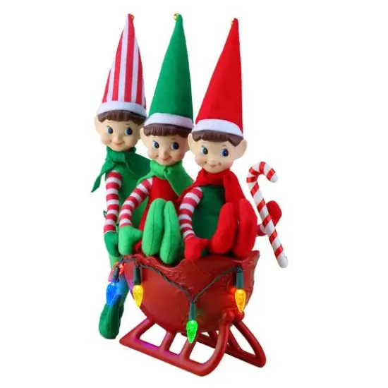 18" Santa's Elves Illuminated Sleigh Tabletop Accent {4}