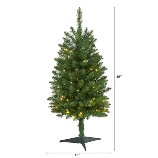 3ft. Pre-Lit Green Mountain Pine Artificial Christmas Tree, Clear LED Lights {3}