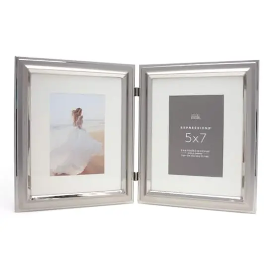 Expressions™ 2 Opening 5" x 7" Silver Hinged Frame with Mat by Studio Décor® {1}