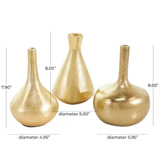 CosmoLiving by Cosmopolitan Contemporary Aluminum Vase Set Gold {5}