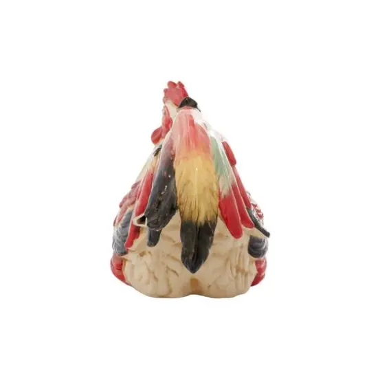 15" Red Ceramic Farmhouse Bird Garden Sculpture {3}
