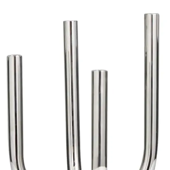 15" Silver Stainless Steel Abstract U-Shaped Candelabra {4}