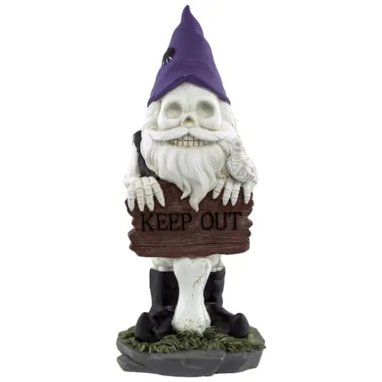 11.75" Gnome Skeleton "Keep Out" Halloween Decoration {1}
