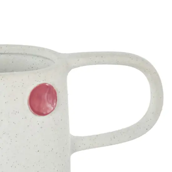 11.25" Multicolor & White Polka Dot Ceramic Vase with Handles {4}