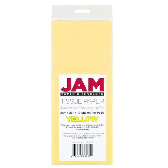 JAM Paper 20" x 26" Tissue Paper, 2 Packs of 10 Sheets Yellow {6}
