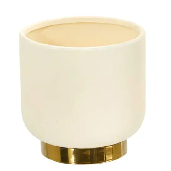 8" Elegance Ceramic Planter with Gold Accents {1}
