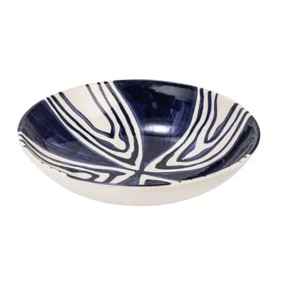 Hello Honey&reg; 12.5" Blue & Cream Hand-Painted Design Stoneware Serving Bowl {1}
