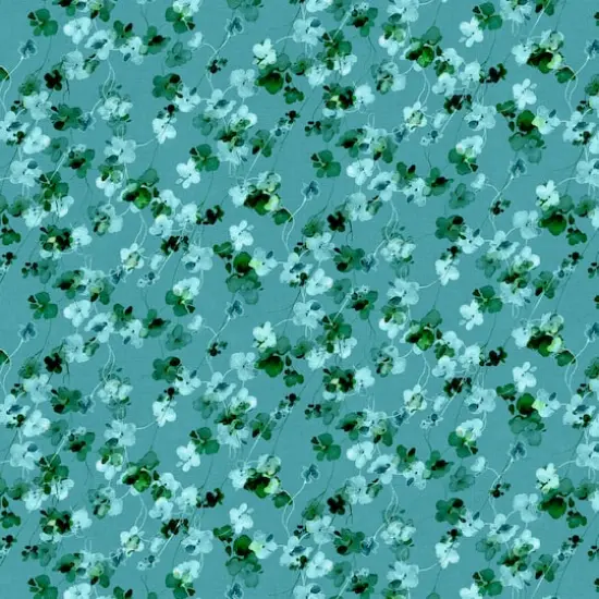 Fabric Editions Turquoise Watercolor Floral Cotton Fabric {1}