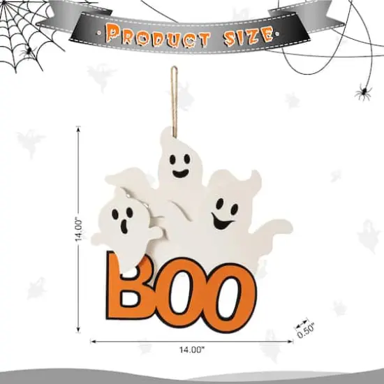 Glitzhome&reg; 14"H Halloween Wooden Ghoost BOO Door Hanger {8}
