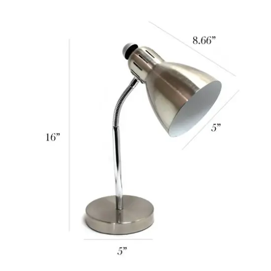 Simple Designs&trade; 16" Brush Nickel Semi-Flexible Desk Lamp {4}