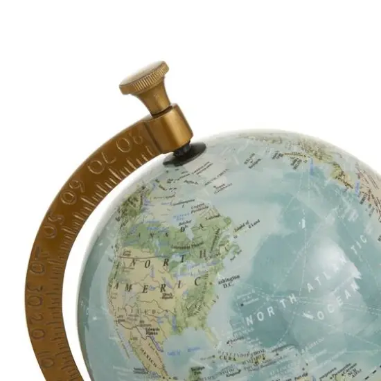16" Blue Ceramic & Metal Coastal Globe {9}