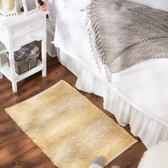 DII&reg; Variegated Stripe Handwoven Recycled Yarn Rug, 2ft. x 3ft. Honey Gold {6}