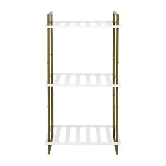 Honey Can Do Olive & White 3-Tier Tubular Metal Shelf {6}