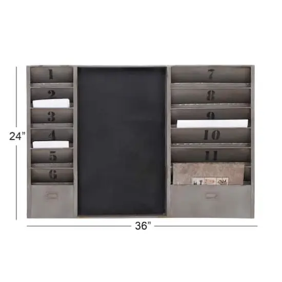 36" Gray Metal Industrial Memo Board Metal Wall Decor {7}