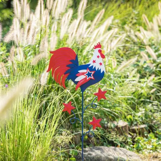 Glitzhome&reg; 35.7" Patriotic Rooster Yard Stake {5}