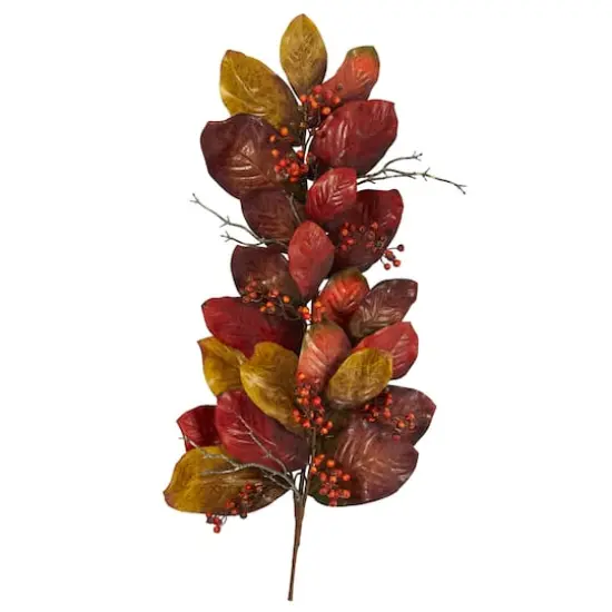 36" Autumn Magnolia Leaf with Berries Teardrop Swag {1}