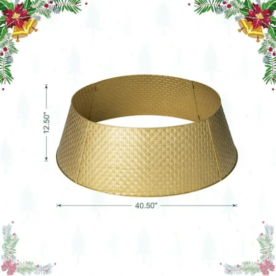 Glitzhome&reg; 3ft. Gold Weave Metal Tree Collar {9}