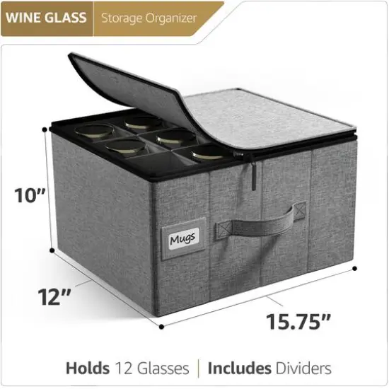 Sorbus 15.75" Gray Stemware Storage Chest {6}