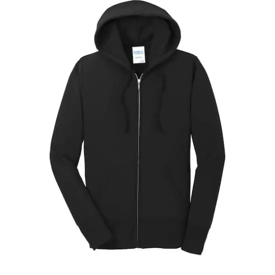 Port & Company® Ladies Core Fleece Full-Zip Hooded Sweatshirt Jet Black {1}