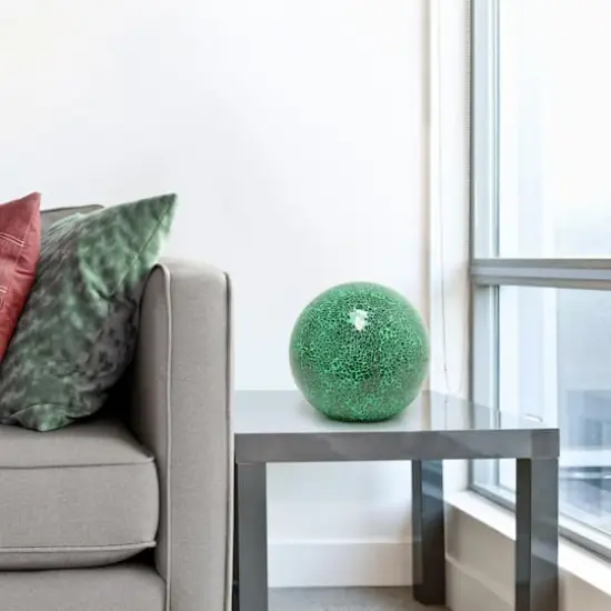 Simple Designs 7.7" Mosaic Stone Ball Table Lamp Green {6}