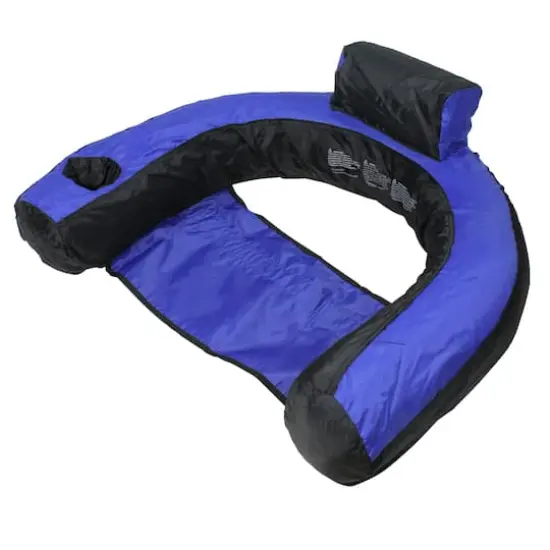2ft. Inflatable Blue & Black U-Seat Swimming Pool Lounger {1}