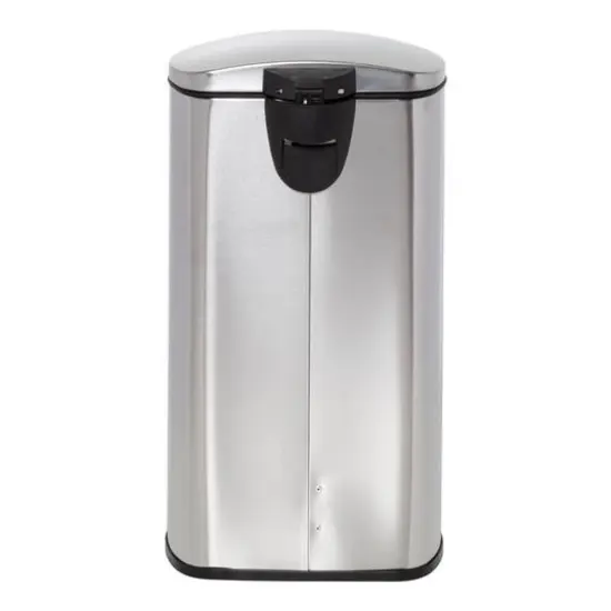 30L Semi-Round Stainless Steel Step Trash Can With Lid {6}