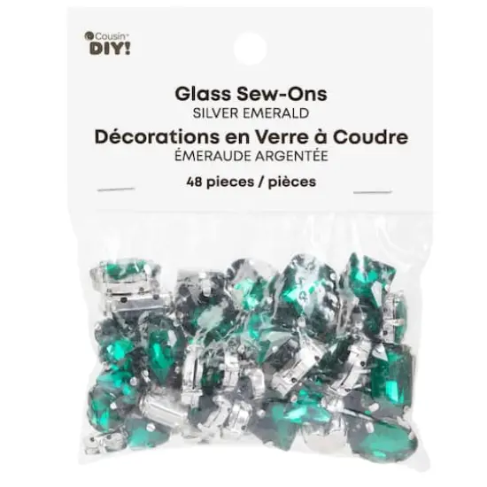 CousinDIY Silver Emerald Glass Sew-On Rhinestones, 48ct. {1}