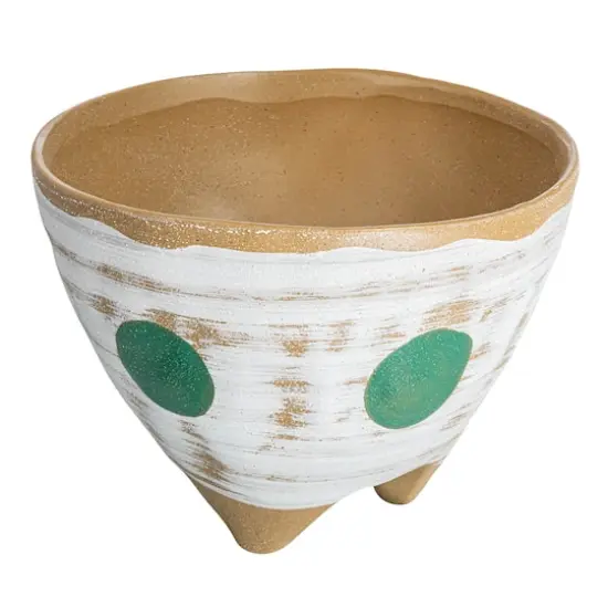 Hello Honey&reg; 8" Multicolor Boho Stoneware Footed Planter with Painted Geometric Design {1}