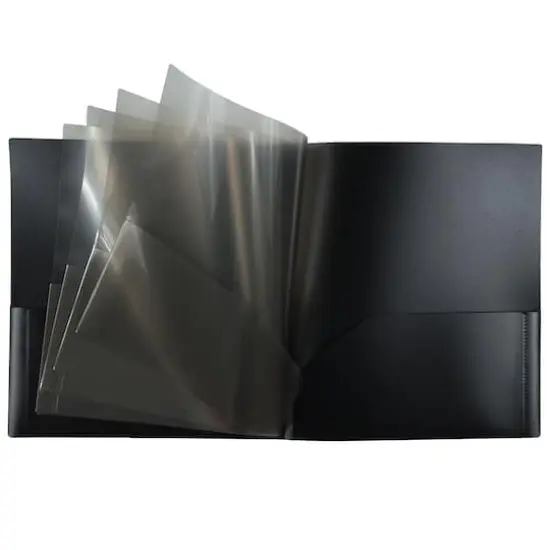 JAM Paper Black Heavy Duty Plastic 10-Pocket Folder, 3ct. {4}