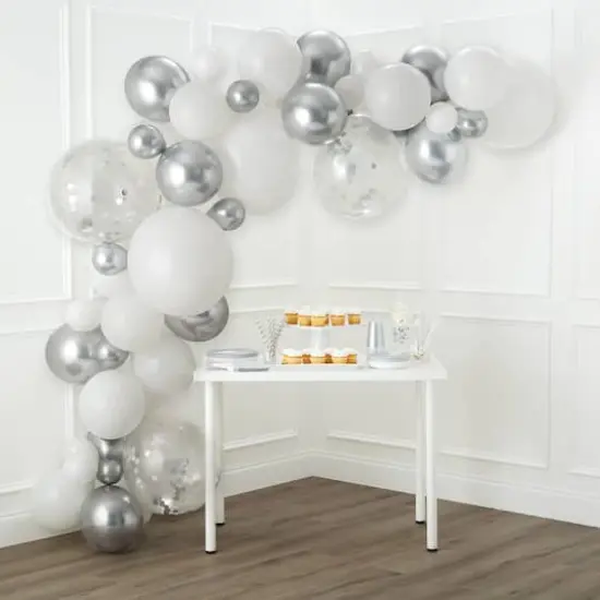 10ft. Silver & White Balloon Garland by Celebrate It&trade; {1}