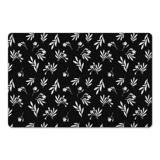 Simple Black Floral 27" x 18" Floor Mat {1}