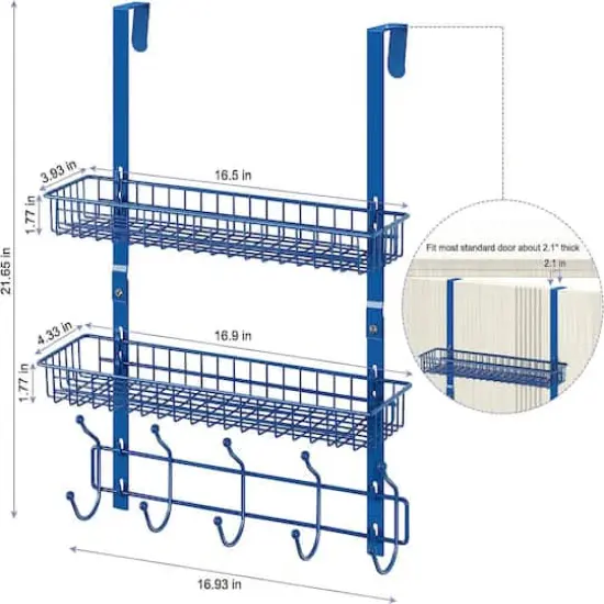 NEX&trade; Over The Door Hanging Organizer Rack Blue {4}