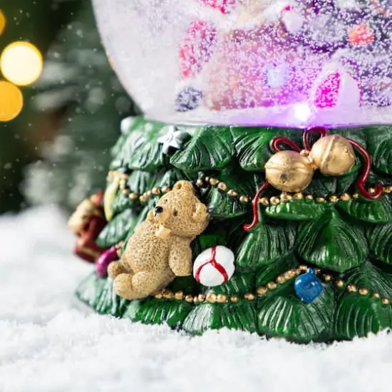 Glitzhome&reg; 150mm Christmas Resin Lighted Musical Snowflakes Santa Waterglobe {7}