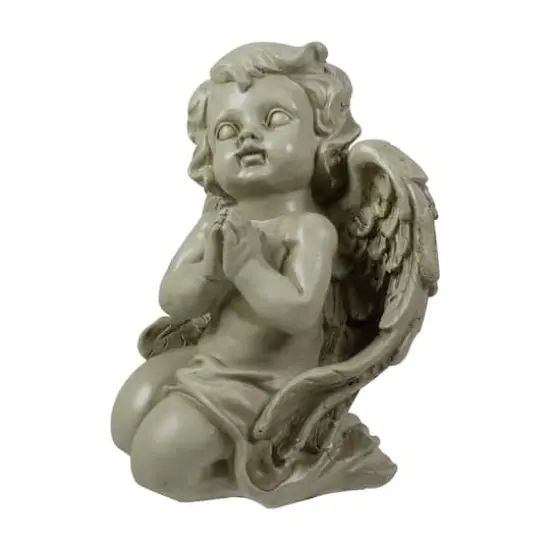 6" Weathered Praying Cherub Outdoor Garden Statue {5}