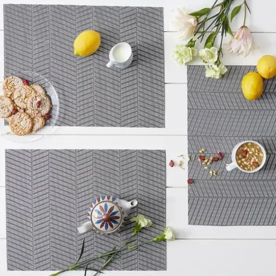 DII&reg; Textured Twill Weave Placemats, 6ct. Gray {4}