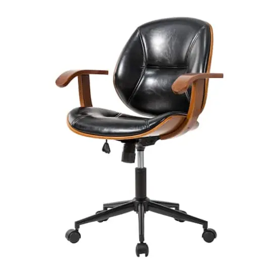 Glitzhome® 38" Leatherette Gaslift Adjustable Swivel Office Chair Black/Brown {1}
