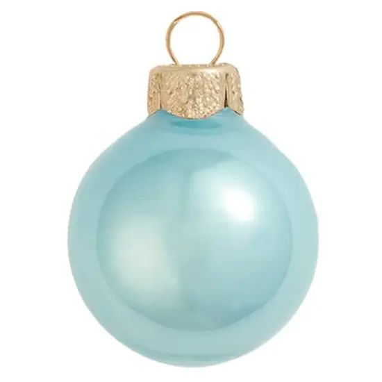 Whitehurst 6ct. 4" Pearl Glass Ball Ornaments Baby Blue Pearl {1}