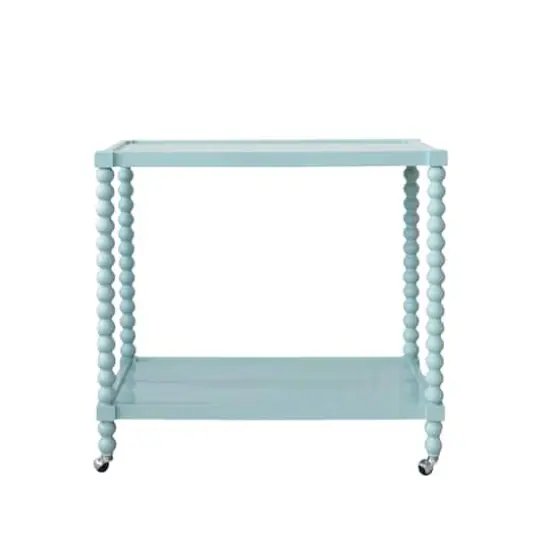 Hello Honey&reg; Blue Rubberwood 2-Tier Bar Cart on Wheels, Blue {1}