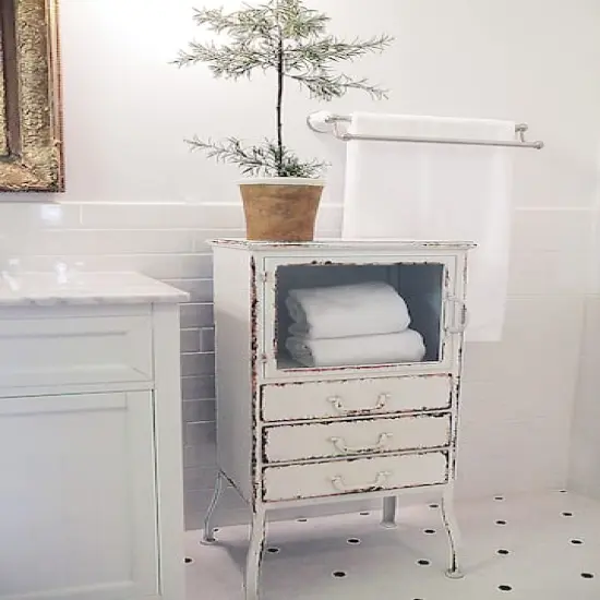 Hello Honey&reg; Antique White Rustic Farmhouse Storage Cabinet {5}