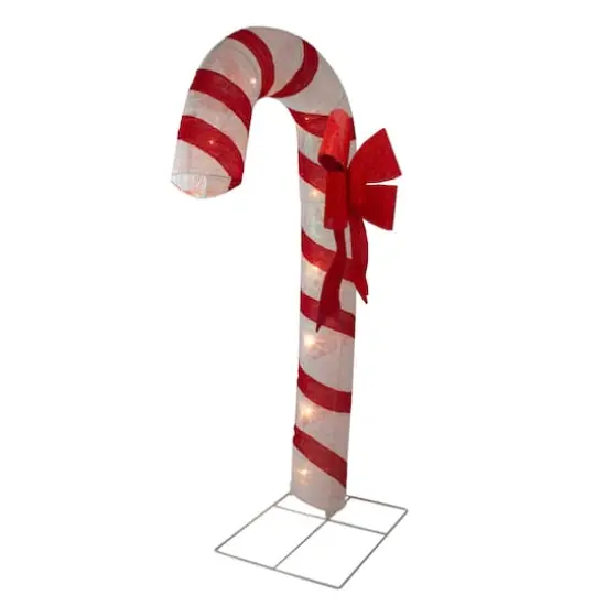 6ft. Pre-Lit Red & White Glitter Candy Cane Christmas Outdoor D&eacute;cor {4}
