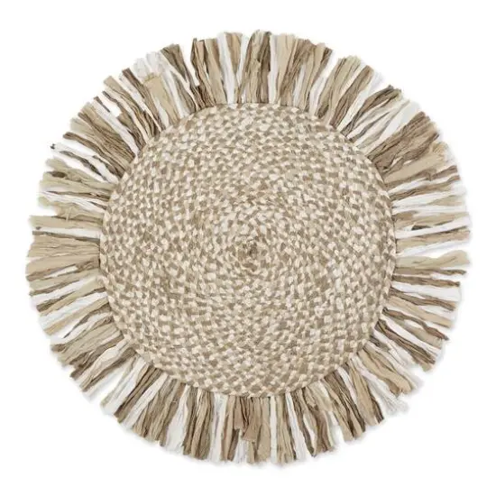 DII&reg; Round Rag Rug, 3ft. Stone and Off White {1}