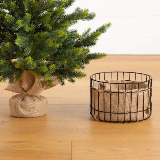 3ft. Artificial Balsam Fir Christmas Tree with Pine Cones in Jute Wire Planter {5}